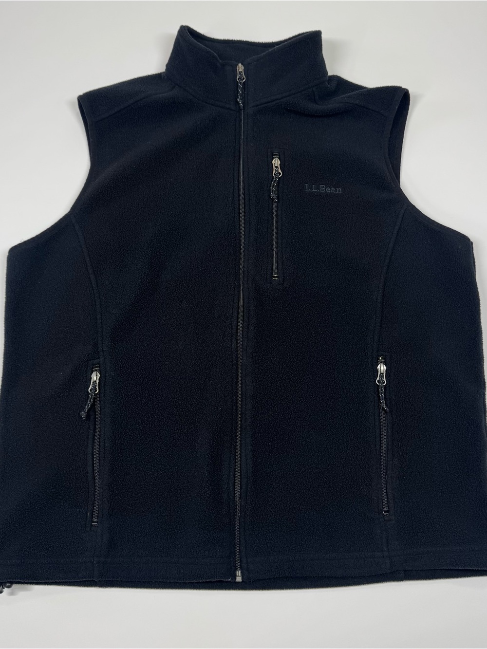 LL Bean Vest Men Extra Large Black Sweater Fleece Full Zip Pockets Hiking XL